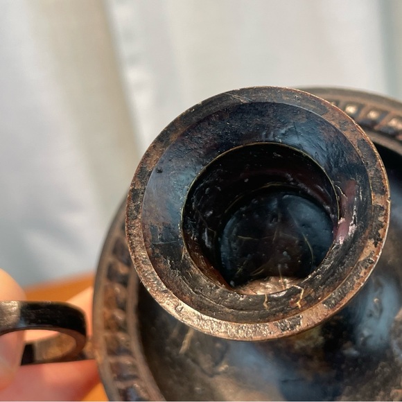 Antique Primitive French Cast Metal Handheld Taper Candle Holder Brown Vintage - Picture 10 of 16